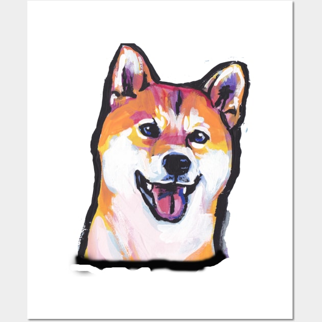 Shiba Inu Bright colorful pop dog art Wall Art by bentnotbroken11